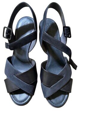 Camper Navy Leather Block Heel Sandals Size 37 EU (7 U.S.)